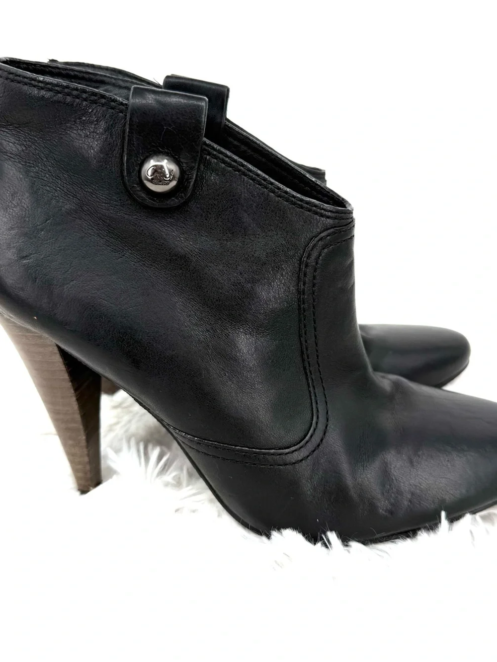 Coach Aliza Black Leather Ankle Booties Size 7